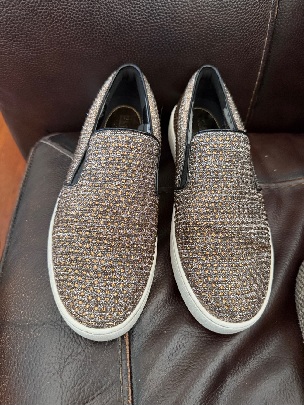 MICHAEL Michael Kors Metallic Gold and Brown Slip-On Sneakers